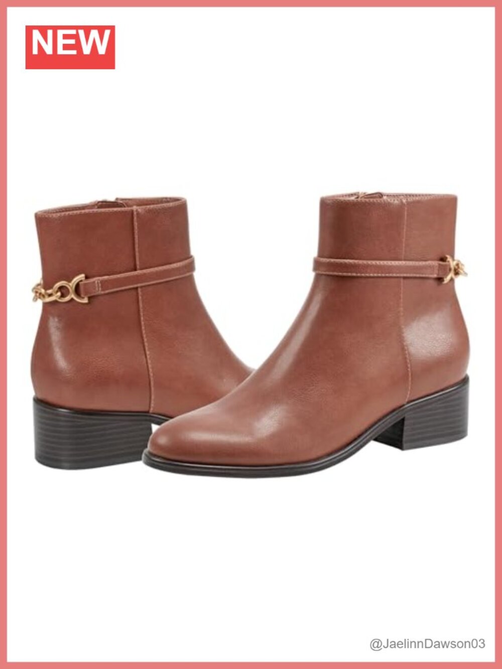 Women's Faux Leather Ankle Bootie Block Heel Zip